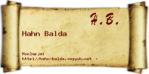 Hahn Balda névjegykártya
